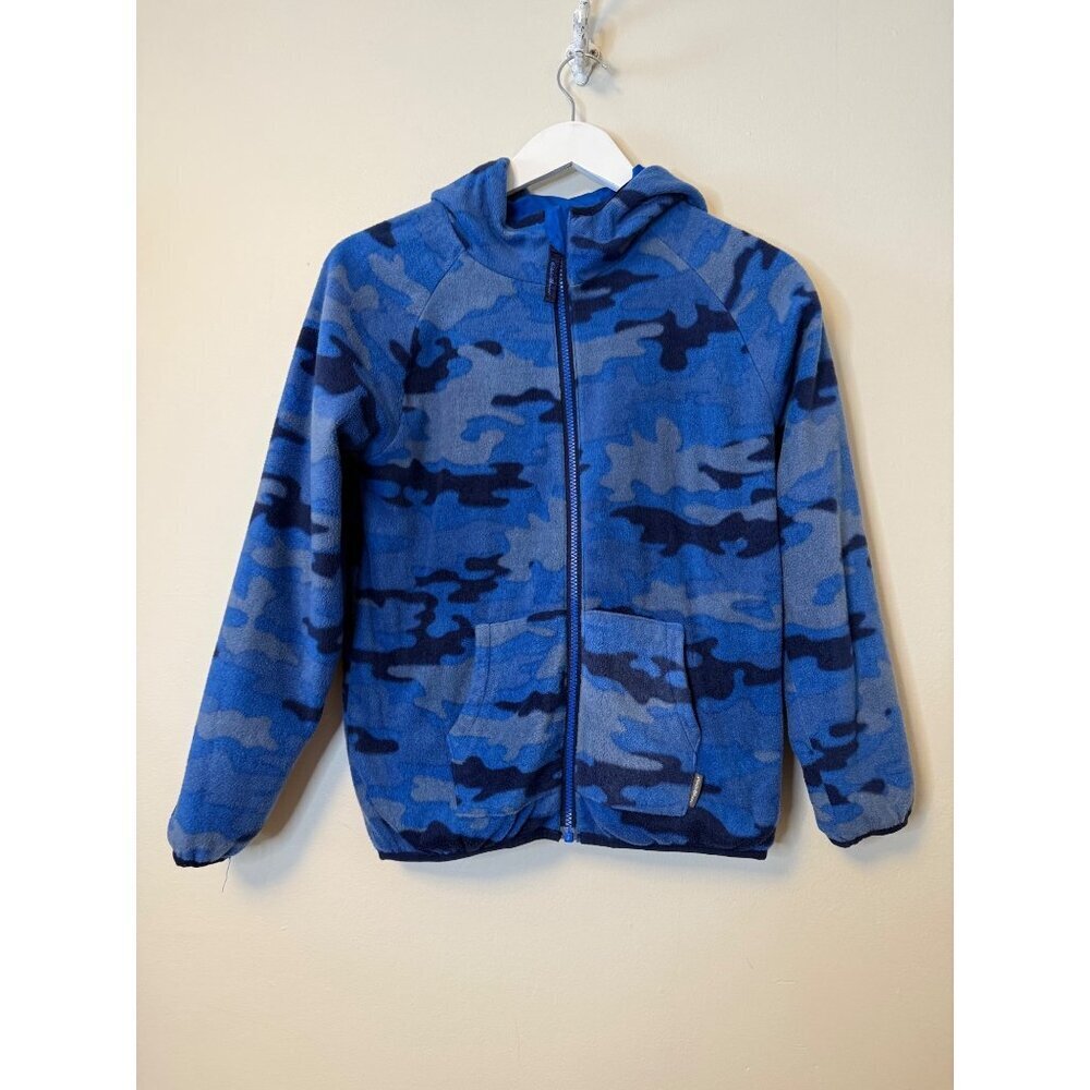 Eddie Bauer Kids Blue Camo Hooded Full-Zip Jacket Reversible M 10/12